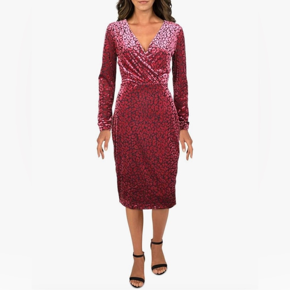 NWT RACHEL RACHEL ROY Pink Leopard Print Flocked Velvet Dress sz 2X